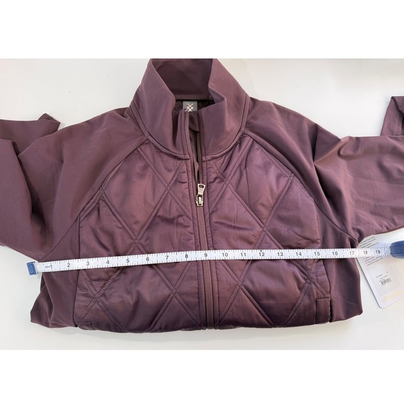 Rhone Alpine Jacket Brown Berry Quilted Satin Mock Neck Full Zip Womens Medium - Picture 4 of 10